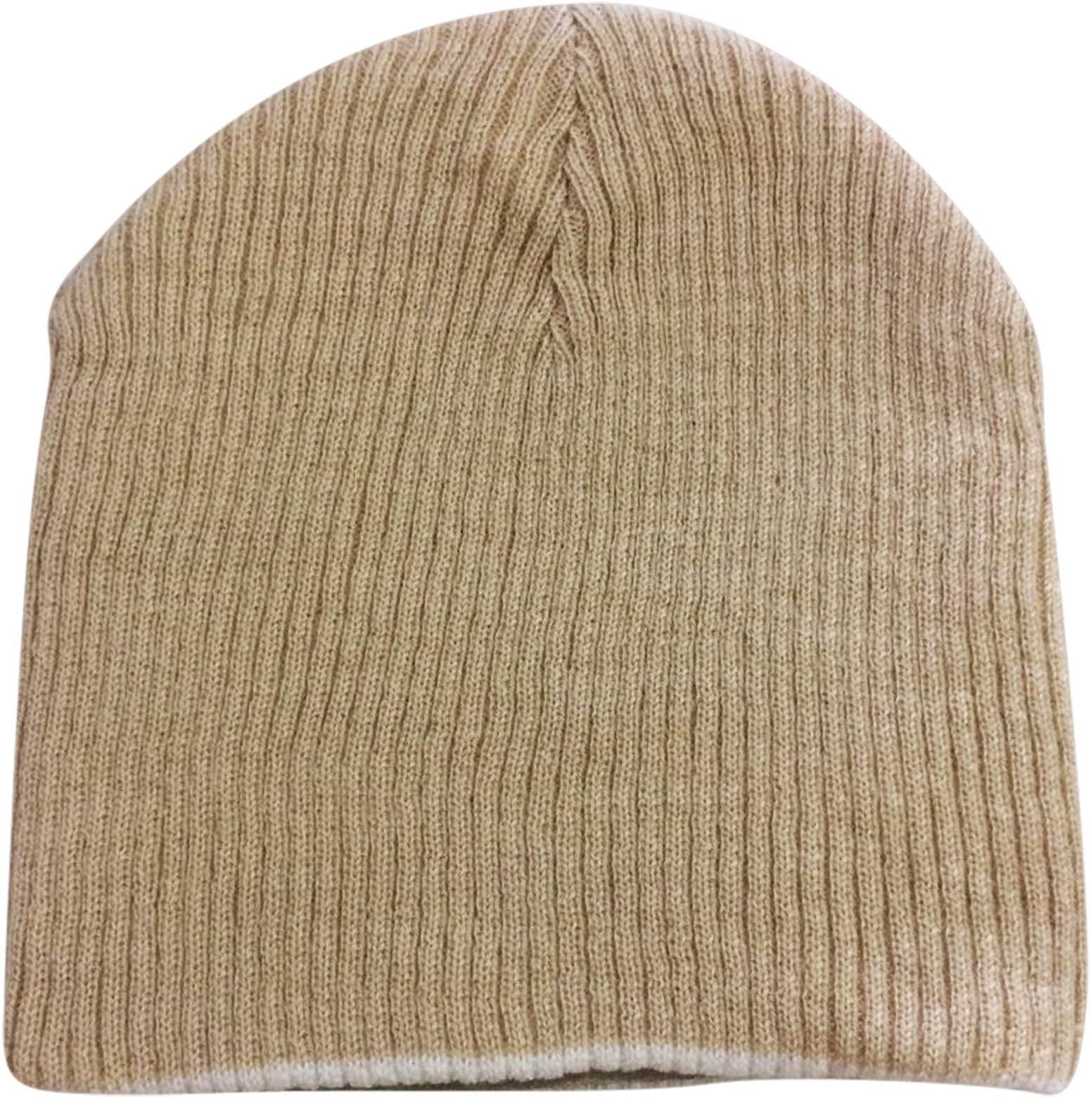 Graceway Women's Reversible Wool Beanie Cap Acro Wool Soft Self Design (Beige & Off White)