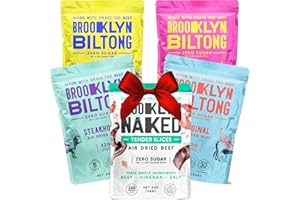 Brooklyn Biltong Beef Jerky Snack (2 oz, Pack of 5) - Grass Fed, Whole30, Zero Sugar, Paleo Friendly with No Artificial Ingredients, 32g of Protein per package, No Sugar Everyday Snack