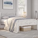 Yaheetech 3ft Single Bed Frame Slatted Metal with Cloud Headboard White view 2