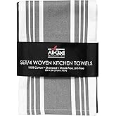 All-Clad Woven Bistro Kitchen Towels: Highly Absorbent, Super Soft Long Lasting - 100% Cotton, 20"x30" Dish Towels for Cleaning & Drying Dishes, Pans, Glassware, or Countertops, (4-Pack), Pewter