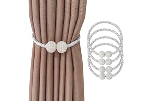 Yiaizhuo 4 Curtain Tiebacks Holdbacks Magnetic Buckle Woven Tie Hold Back Clips Rope Holder Tieback Holdback Curtains Decoration Pearl White