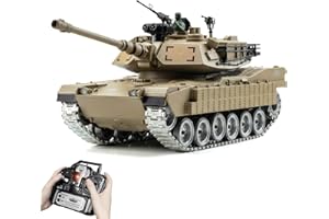 AoreSpty Remote Control Tank for Kids and Adults, 1:18 Scale M1A2 RC Tank that Shoots BBS & Water Bombs, Army Toys Birthday G