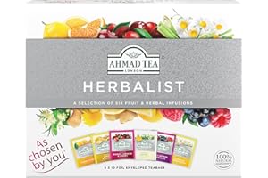 AHMAD TEA Ammad Tea Herbal Tea, Herbalist Variety Gift Box, 60 Foil Teabags - Decaffeinated & Sugar-Free