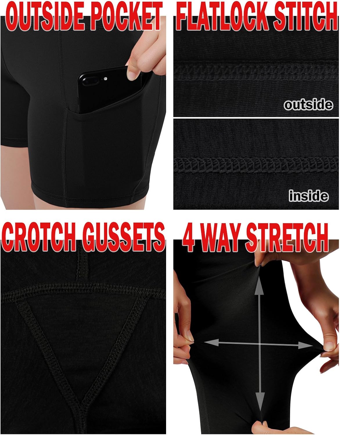ODODOS High Waist Out Pocket Yoga Short Tummy Control Workout Running Athletic Non See-Through Yoga Shorts: Clothing