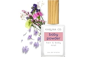 Kailuna Co. Baby Powder Natural Hair & Body Mist Spray, Pure Essential and Fragrance Oils, Alcohol-Free, Handmade in California, 0.5Fl Oz
