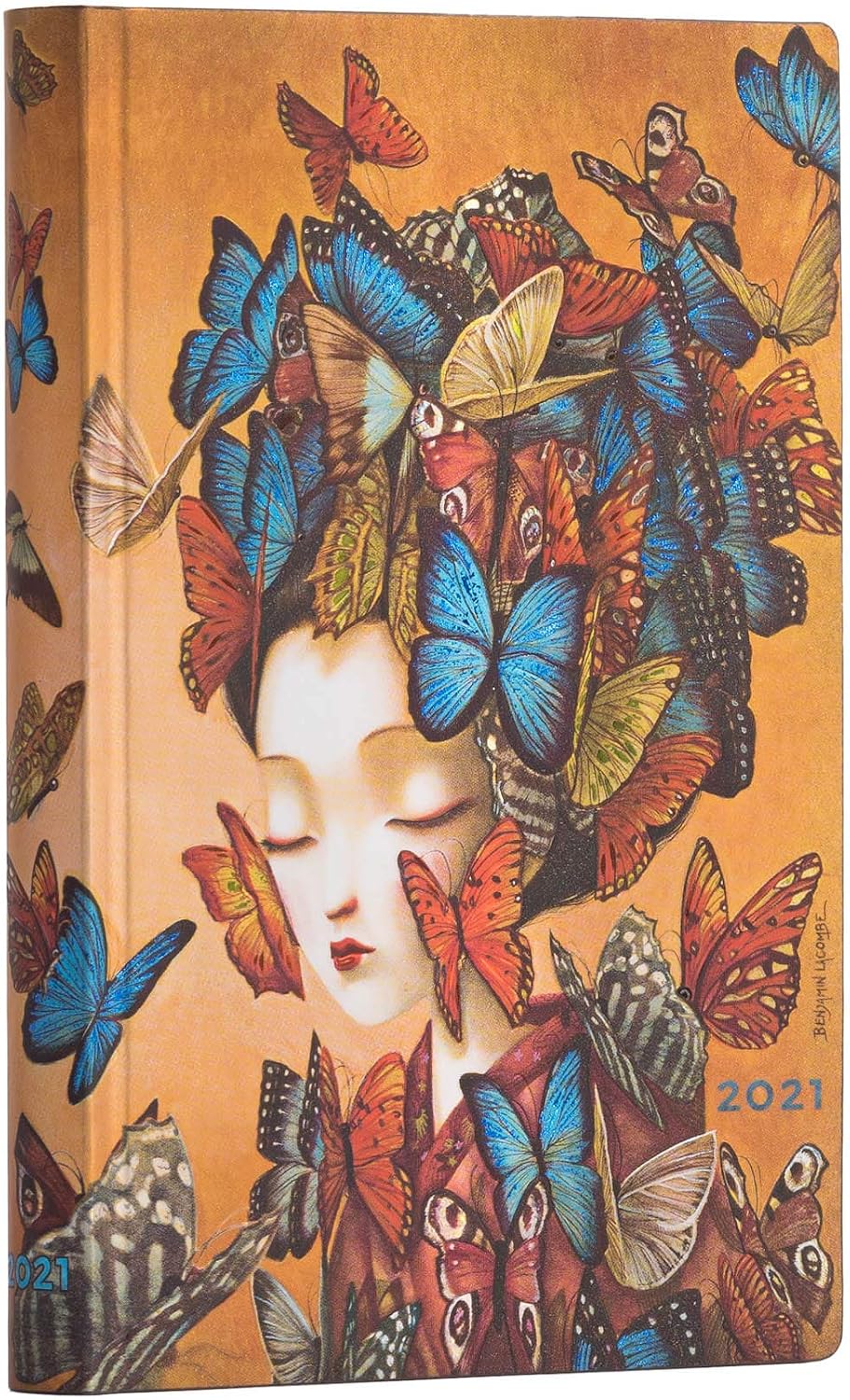 Paperblanks 12-Month Flexi Planners 2021 Madame Butterfly, blue