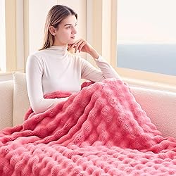NEWCOSPLAY Throw Blanket for Couch Coral Pink Super