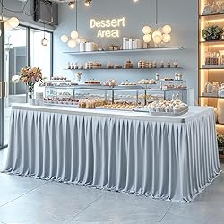 Partisky Gray Polyester Table Skirt for Rectangle