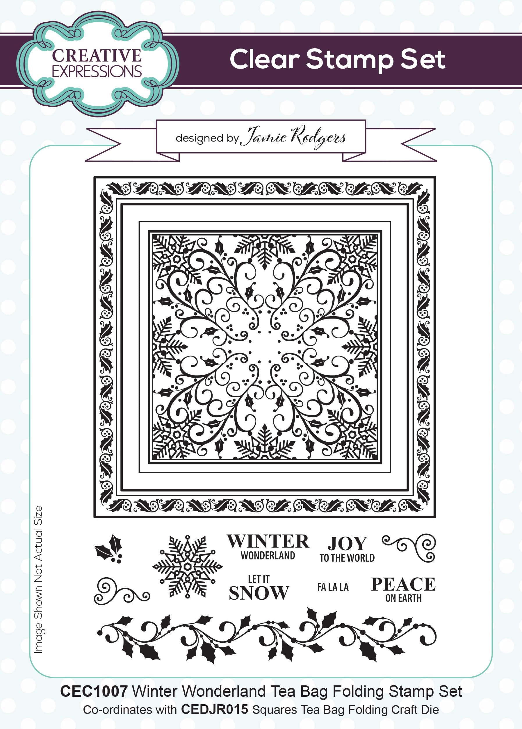 Creative Expressions Jamie Rodgers-Winter Wonderland-Tea Bag Folding-Stamp Set, 8 x inches, CEC1007, Transparent