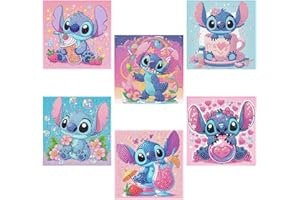 nekpiahu 6 Pack 5D Diamond Art Painting Kits for Kids Beginners, Full Drill Cute Cartoon Diamond Art Kits, DIY Big Gem Art for Children Ages 6-7-8-9-12, Home Wall Decor 6x6 Inch