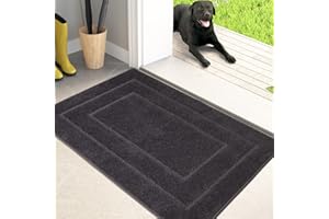 PURRUGS Dirt Trapper Door Mat 20" x 31.5", Non-Slip/Skid Machine Washable Entryway Rug, Dog Door Mat, Super Absorbent Welcome Mat for Muddy Wet Shoes and Paws, Charcoal