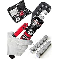 AMZCNC Hydraulic Cable Lug Crimper 8 US TON 12 AWG to 00 (2/0) Electrical Terminal Cable Wire Tool Kit with 9 Die Sets Stainl
