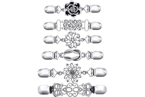 Hicarer 6 Pieces Vintage Shirt Dress Cardigan Clip, Waist Clip for Women, Sweater Shawl Brooch Jacket for Clothing