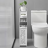 Doxo White Toilet Paper Holder Stand, Large Capacity Slim Bathroom Storage Cabinet and Organizers for Small Space, Beside Toilet Storage Cabinet (White)