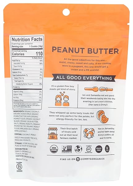 EMMYS ORGANIC PEANUT BUTTER COCONUT COOKIE, 6 OZ