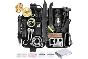 Angieast Survival Kit 35 in 1, First Aid Kit, Survival Gear, Survival Tool Gifts for Men Boyfriend Him Husband Christmas Camping, Hiking, Hunting, Fishing