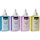 Amazon Basics Washable Translucent Color Liquid School Glue, Assorted Colors, 5 oz Bottle, 4-Count