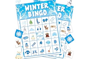 Jkhycf Winter Christmas Bingo Game for 24 Players - Holiday Snow Bingo Cards for Adults and Kids - Party Board Table Game for Family and Large Groups