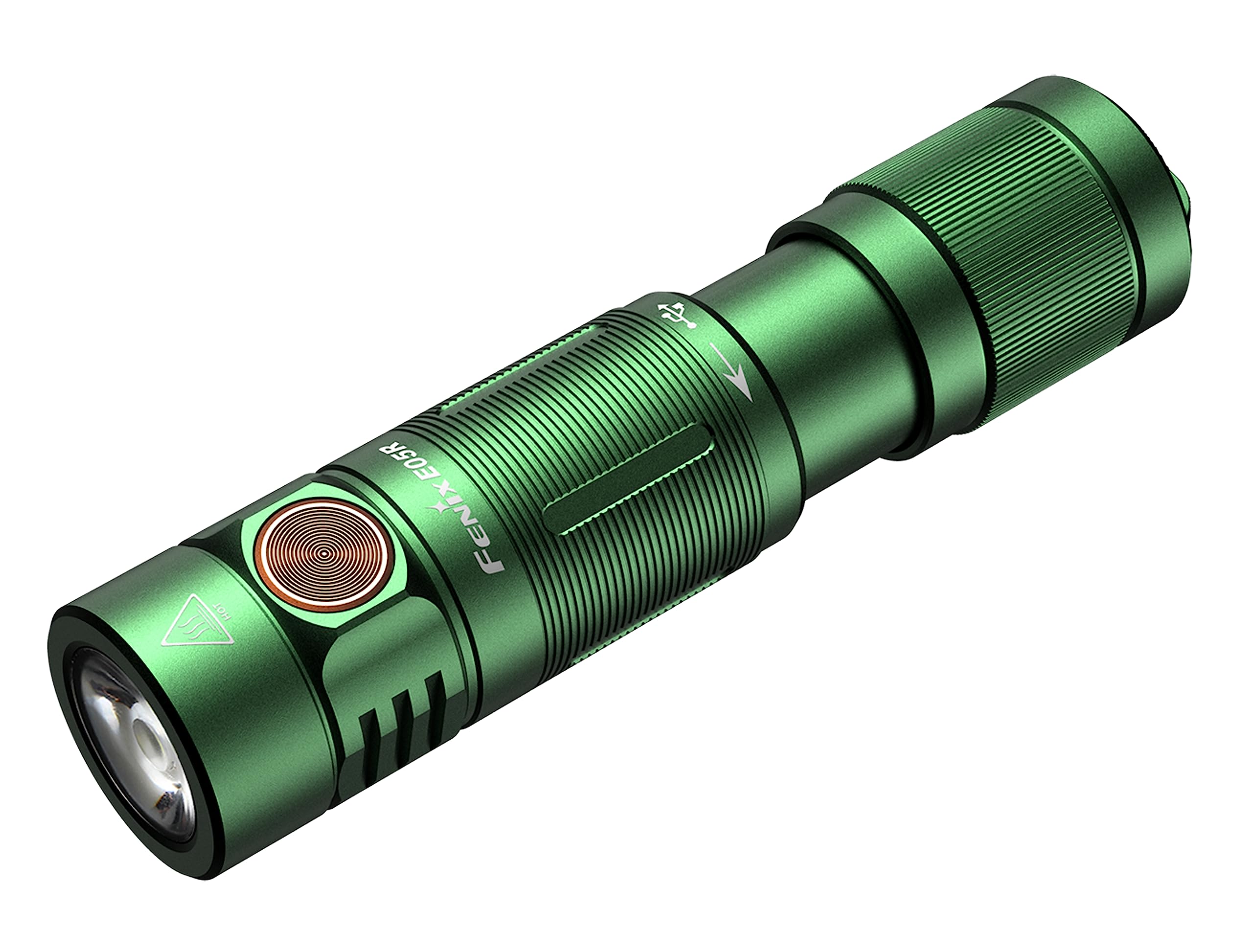 fenix E05R Green, Rechargeable Mini Keychain LED Torch | 400 Lumens | 64m | 30 Hrs Max | Micro USB Charging | 320 mAh | IP68