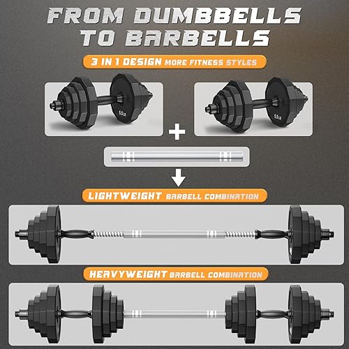 KISS GOLD Weights Dumbbells Set, Adjustable Dumbbell Sets 22Lbs