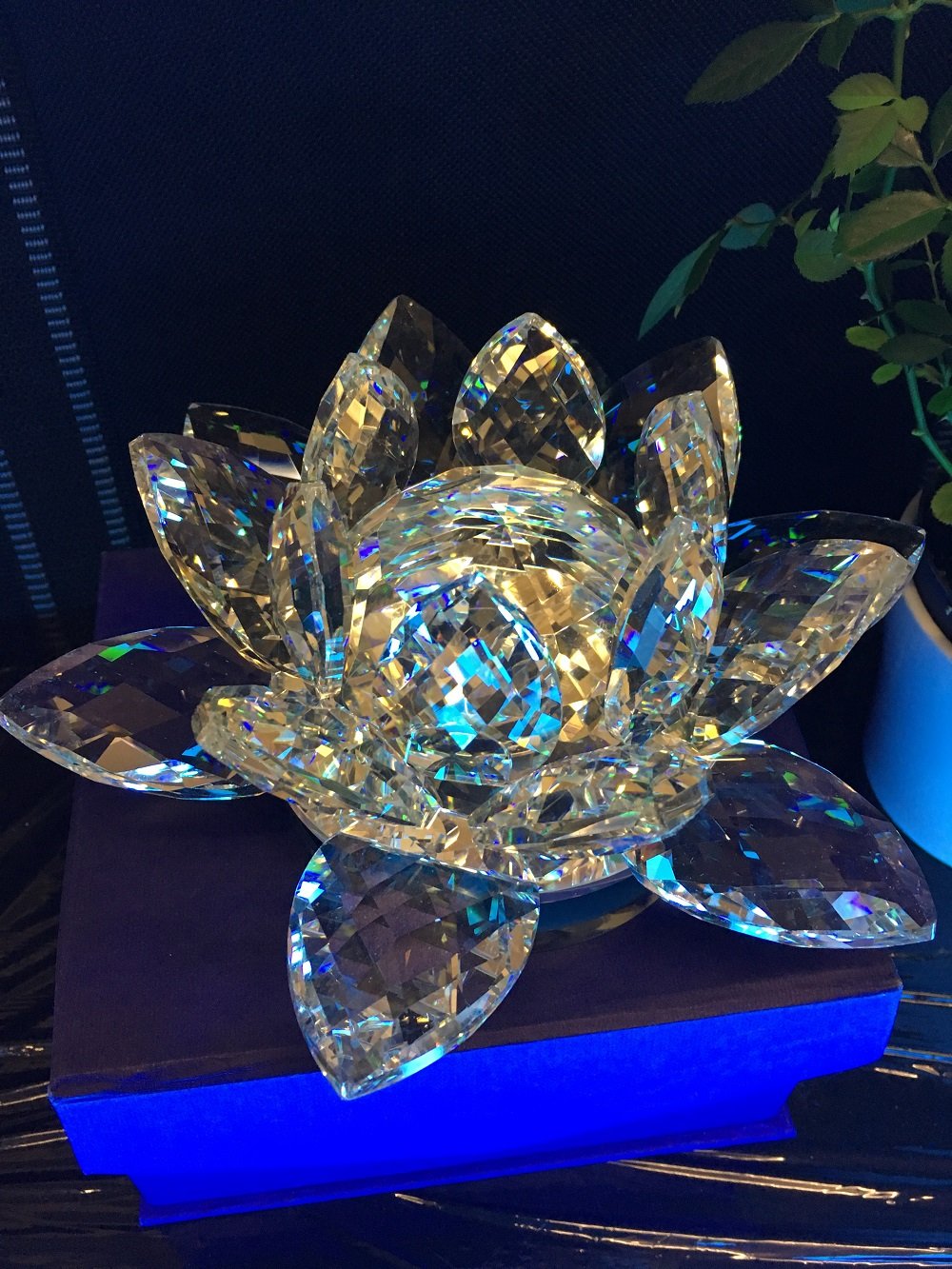 BIG CRYSTAL LOTUS Crystal Ornament with Gift Box - Clear - Modern, Unisex - All Ages - 1 Count