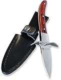 Oyster Knife By HiCoup &ndash; Premium Quality Pakka Wood-handle Oyster Shucking Knife with &ldquo;Full Tang&rdquo; Blade and Bonus Sheath