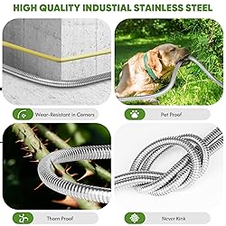 Garden Hose 50 ft, Stainless Steel Water Hose with