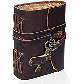 cuero Leather Journal for Women Men, Deckle Edge Paper Leather Notebook of 180 GSM, Book of Shadows Journal Blank, Leather Bound Journal diary (Dark Brown)
