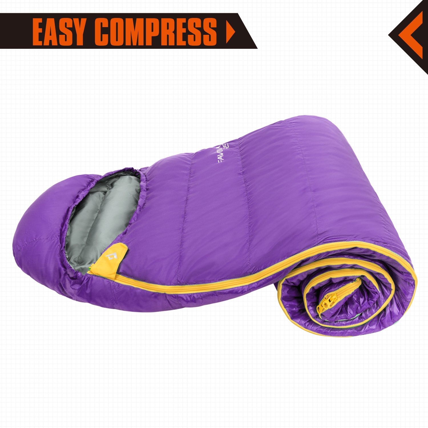 KingCamp Duck Down Ultralight Compact 10.4 ℉ Adult Camping Sleeping Bag Orange