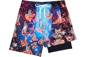 TUONROAD Boys Swim Trunks with Compression Liner Quick Dry Board Shorts with Boxer Brief Lined Bathing Suit 8-20 Years