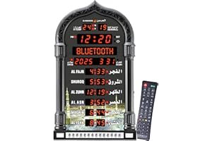 Dalaura Al-Harameen Azan Clock with Bluetooth, Led Adhan Prayer Clock,Wall Clock,Read Home/Office/Mosque Digital Azan Clock/D