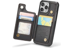 CYBERLAND for iPhone 15 Pro Case with Card Holder, Wallet Case for Women Men with RFID Blocking, Durable Leather Kickstand Magnetic Clasp Shockproof Phone Case for iPhone 15 Pro (Black)