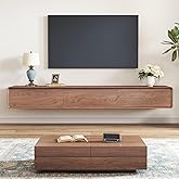 Etelifrank Floating TV Stand - Wall Mounted Mid Century Entertainment Center with 3 Storage Drawers, Modern Media Console Fits 65-100 Inches TV for Living Room (Walnut, 94.49")