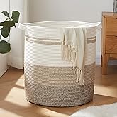OIAHOMY 80L Laundry Baskets Hamper with Handles,Decorative Basket for Living room,Woven Storage Basket for Toys Bin,Pillows, Blankets,Clothes-20x18in-Gradient Yellow