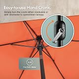 VonHaus Parasol 2M Burnt Orange with Hand Crank Tilt UV30+ Protection view 6