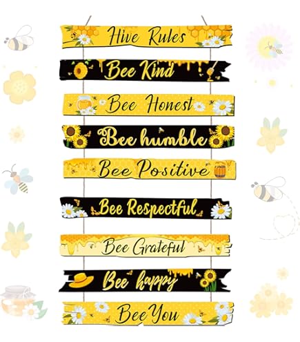 Honeybee Decor Set - Vintage Yellow Truck With Sunflowers, Resin Bees & Honey Dippers (Farmhouse Chic)
