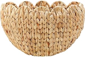 Coeusy Wicker Wall Basket,Scalloped Wall Basket for Home Decor and Organizer,Water Hyacinth Woven Hanging Storage Baskets for Front Door,Mail,Flowers,Bathroom,Entryway,Nursery