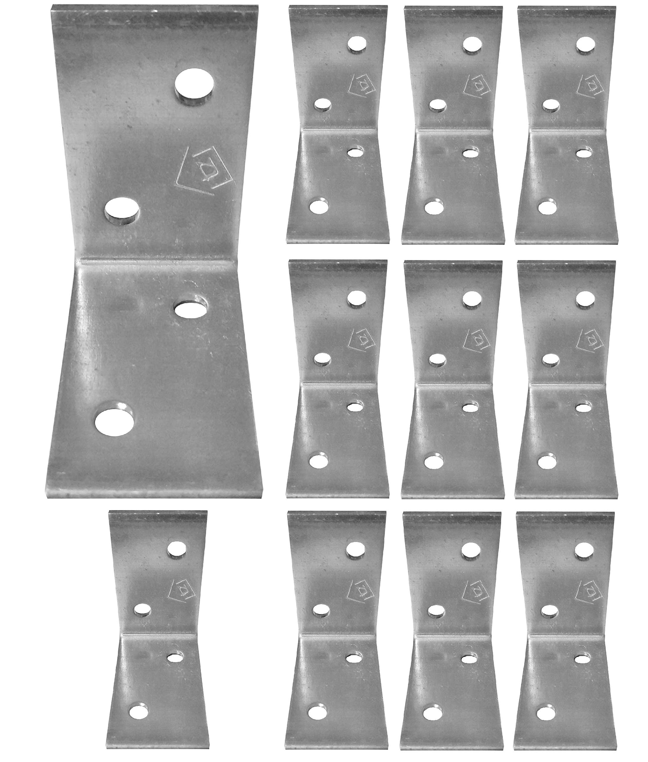Corner Braces Brackets Plates, Heavy Duty Wooden Angle, Metal Steel Sheet Galvanised 1.57"x 1.57"x 0.98"x 0.08"(40 x 40 x 25mm x 2mm) Pack of 10pcs