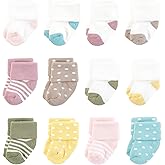 Hudson Baby Infant Girl Cotton Rich Newborn and Terry Socks, Girl Confetti Colors, 6-12 Months