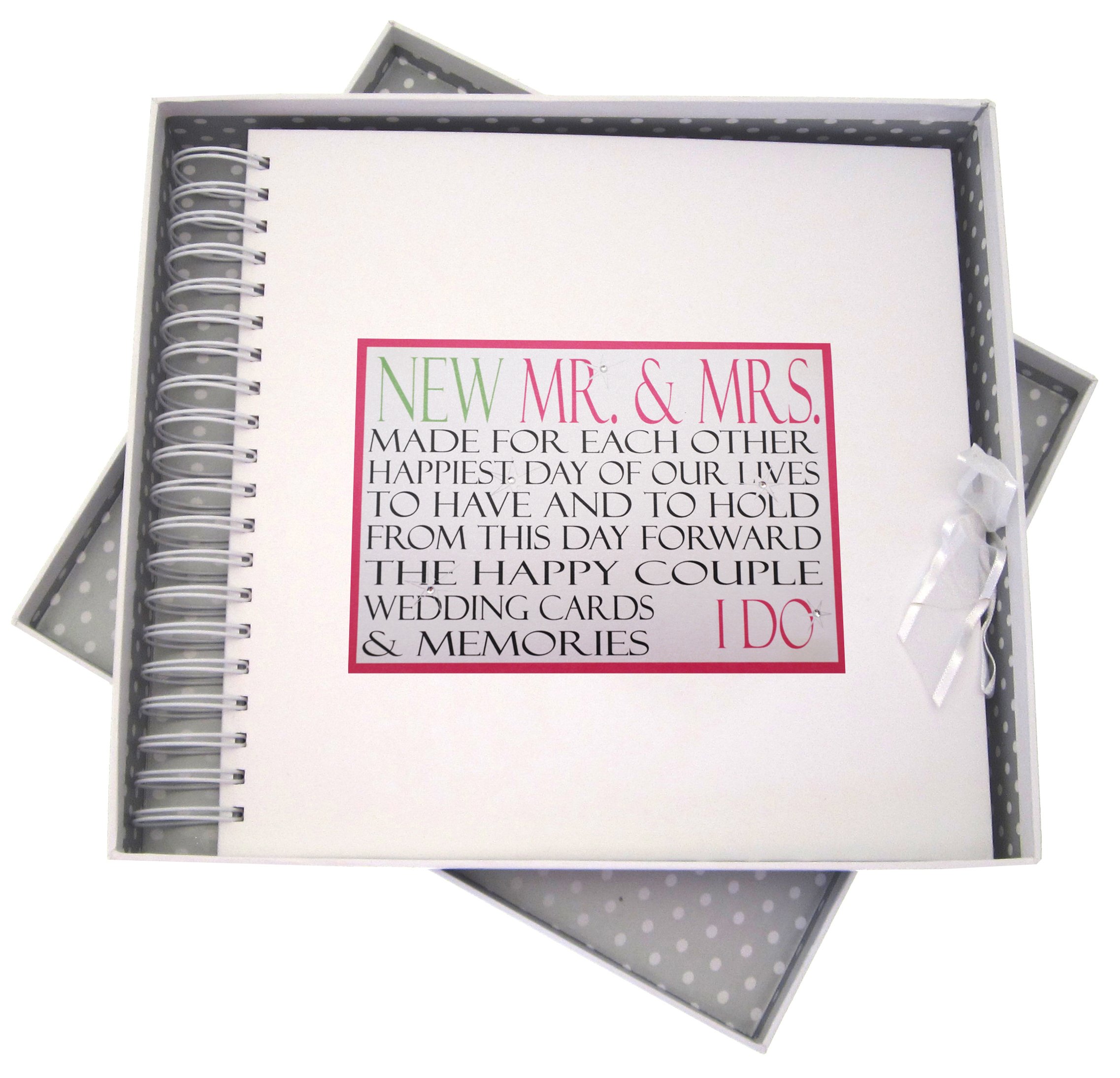 White Cotton Cards Day Card & Memory Book Wedding Words, Wood, 27 x 30 x 4 cm