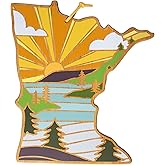 Totally Bamboo Minnesota State Shaped Cutting Board and Charcuterie Serving Platter with Artwork by Summer Stokes, Includes Hang Tie for Wall Display 11-3/4" x 13-1/4" x 5/8"