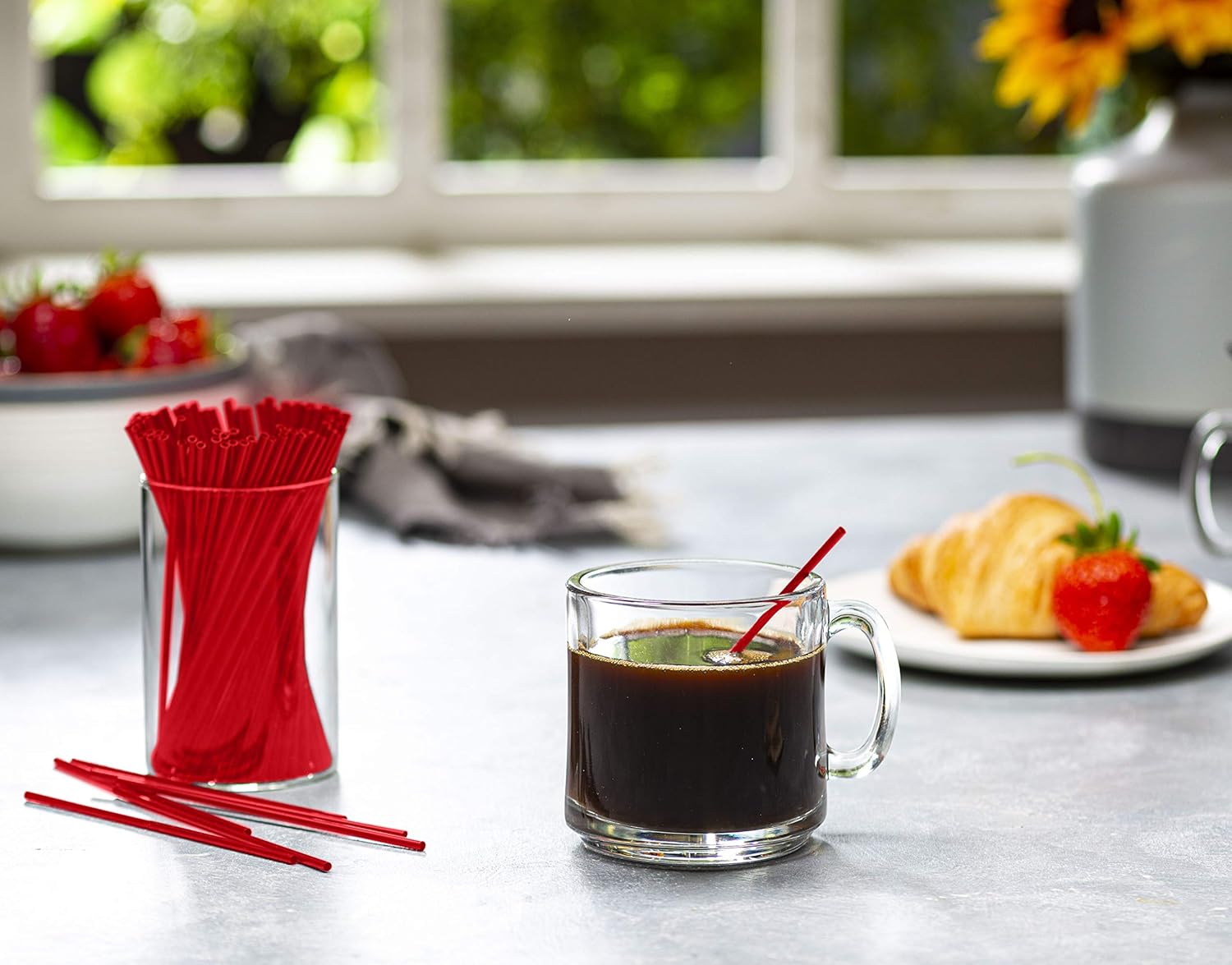  | [1000 Bulk Pack] 5 Inch Plastic Sip Stirrers/Straws - Disposable Stir Sticks for Coffee & Cocktail - Black: Swizzle Sticks