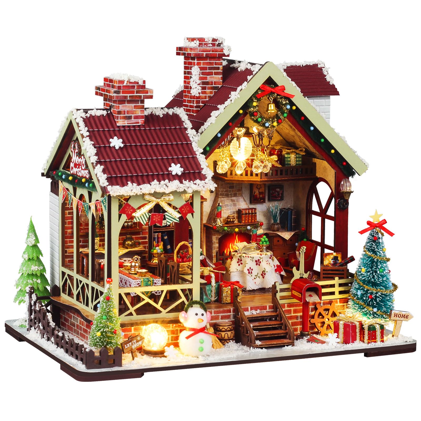 Lycidae Christmas DIY Book Nook Kit, Miniature House Dollhouse Kit for Adult and Teens, Book Nook Kits for Adults, Booknook Christmas with Music — image 1