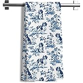 Nipil Chinoiserie Cavalier King Charles Spaniel Kitchen Towels, Cavalier Spaniel Gifts Decorative Dish Tea Towels, Blue and White Grandmillennial Dog Hand Towels for Kitchen Bathroom, 16x24 Inch