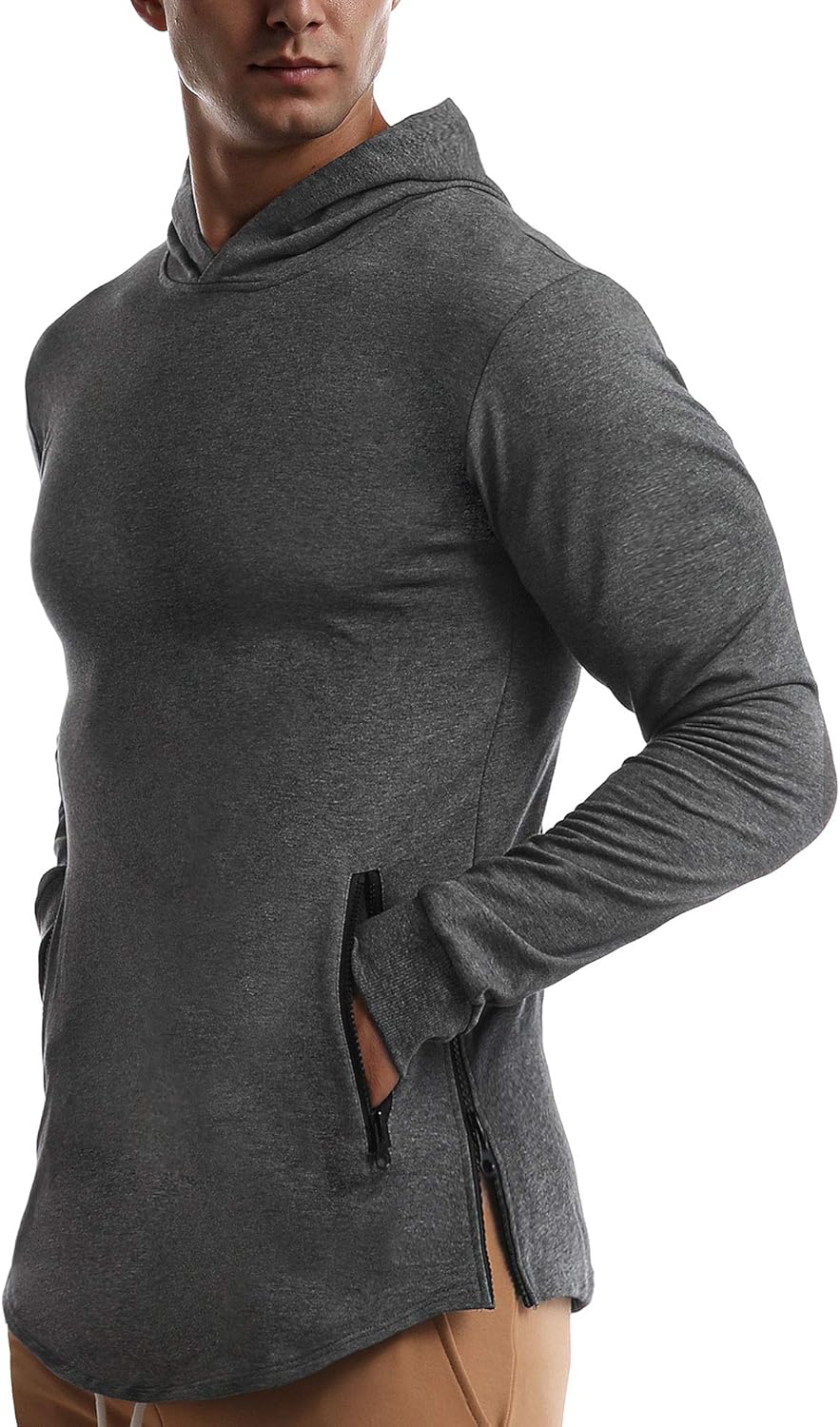 EVERWORTH Men's Gym Workout Long Sleeve Hoodies Training Pullover Casual Hooded Sweatshirt: Clothing