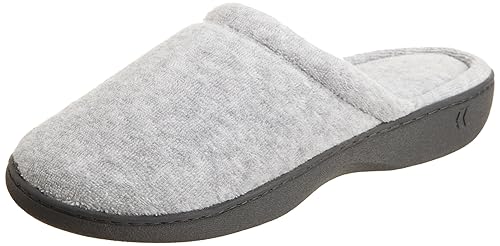 isotoner Women's Indoor/Outdoor Slip-on Secret Sole Clog Slippers with Memory Foam Comfort and Heal Suppport, Heather Grey Rounded, 7/8