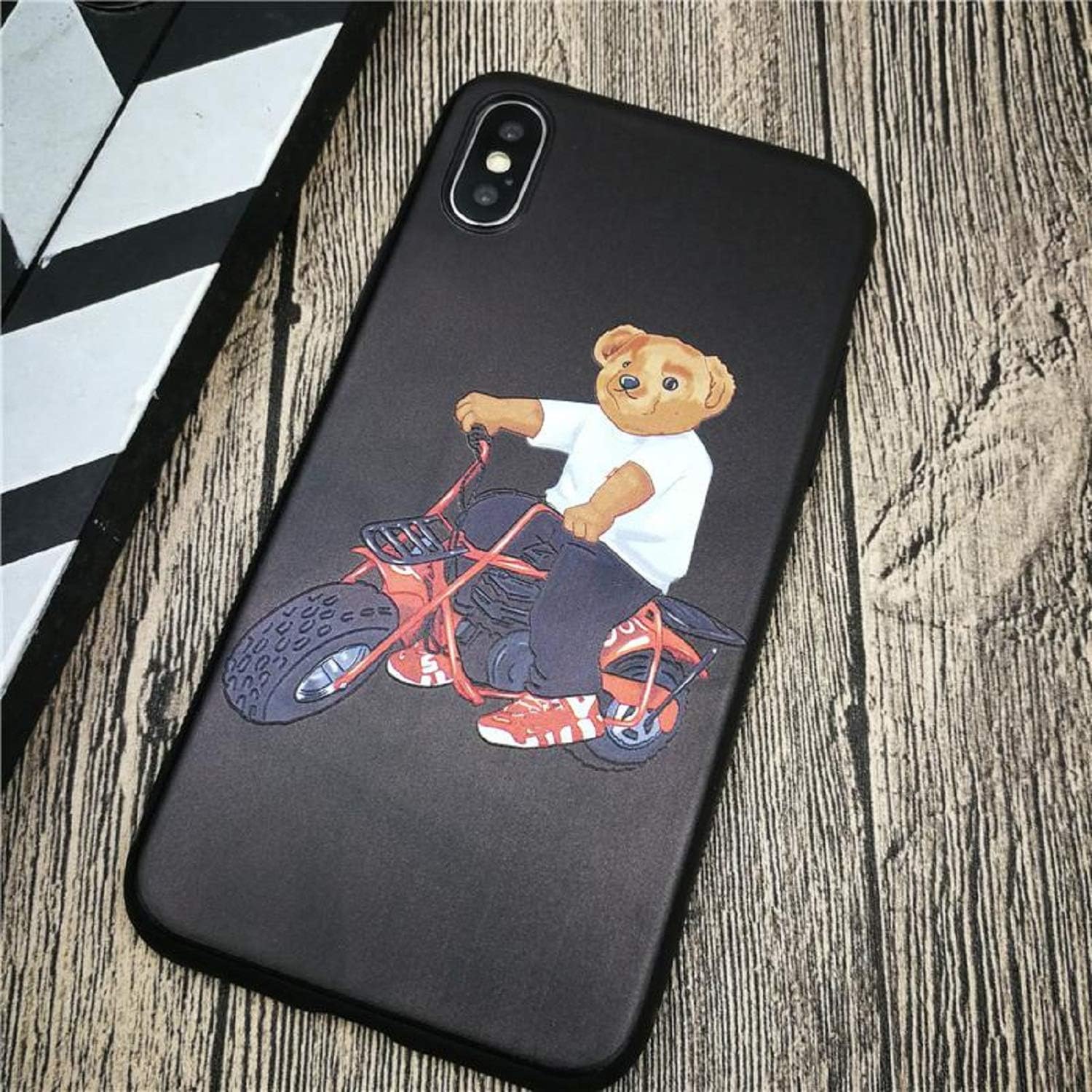 Fashion Bear for iPhone 11 pro max Cute Lovely Cartoon Bear Italy Luxury Gg Phone Cover Case for iPhone X Xs Max Xr 10 7 8 Plus Funda Relief Soft Matte Silicon Case (2, for iPhone 11 pro max)