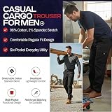 westAce Men’s Cargo Work Trousers Cotton Stretch Heavy Duty 38W 30L Black view 5
