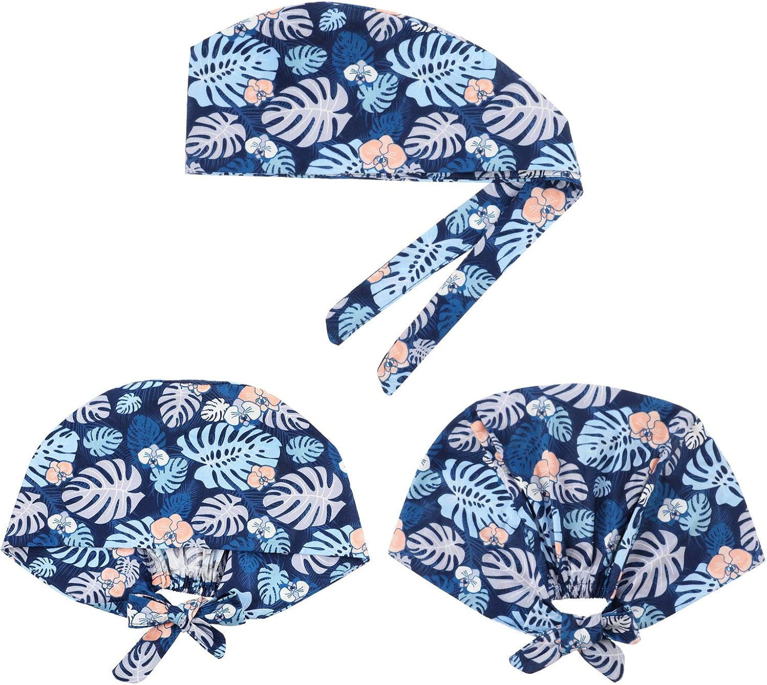 SATINIOR 4 Pack Scrub Cap Printed Bouffant Turban Cap Adjustable Bouffant Hair Cover Unisex Doctor Cap with Sweatband for Beauty Worker Personal Care Supplies: Clothing