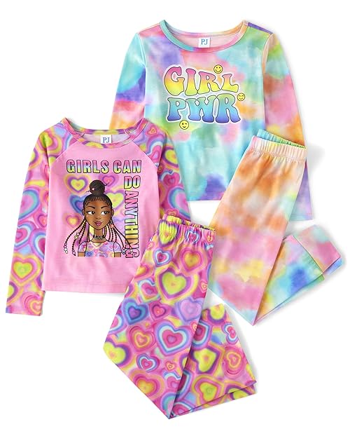 The Children's Place,Fashion Flutter Top and Flared Pants 4 Piece Pajama Set,XXLarge(16)